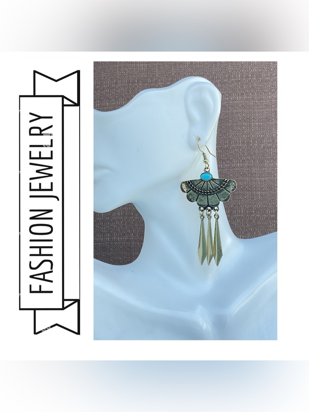 🌟🌟 Turquoise Fan Dangle Earrings